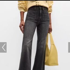 Mother Superior Patch Pocket Roller Flared Jeans Black